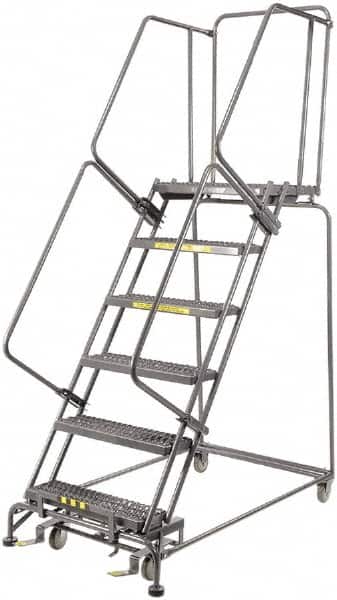 Ballymore - 93" 6 Step Ladder - 450 Lb Capacity, 60" Platform Height, 30" Base Width x 56" Depth, Expanded Metal Tread - Exact Tooling