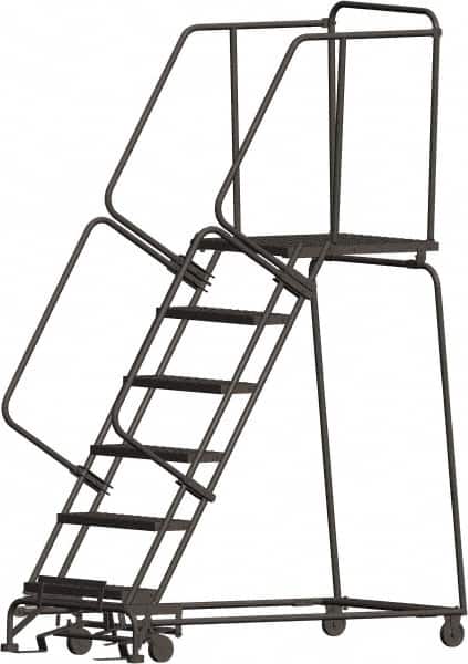 Ballymore - 93" 6 Step Ladder - 450 Lb Capacity, 60" Platform Height, 30" Base Width x 63" Depth, Heavy-Duty Serrated Grating - Exact Tooling