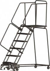 Ballymore - 93" 6 Step Ladder - 450 Lb Capacity, 60" Platform Height, 24" Base Width x 63" Depth, Heavy-Duty Serrated Grating - Exact Tooling
