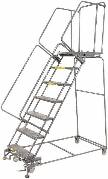 Ballymore - 103" 7 Step Ladder - 450 Lb Capacity, 70" Platform Height, 24" Base Width x 62" Depth, Heavy-Duty Serrated Grating - Exact Tooling