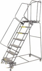 Ballymore - 103" 7 Step Ladder - 450 Lb Capacity, 70" Platform Height, 24" Base Width x 62" Depth, Heavy-Duty Serrated Grating - Exact Tooling