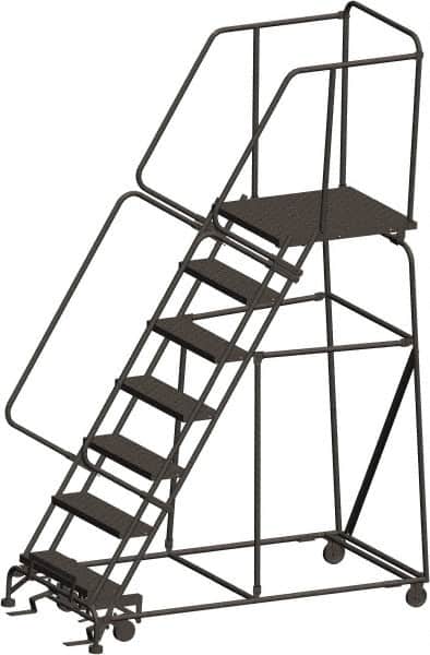 Ballymore - 103" 7 Step Ladder - 450 Lb Capacity, 70" Platform Height, 30" Base Width x 69" Depth, Heavy-Duty Serrated Grating - Exact Tooling