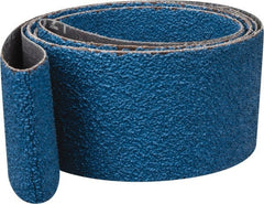 Norton - 2" Wide x 72" OAL, 40 Grit, Zirconia Alumina Abrasive Belt - Zirconia Alumina, Coarse, Coated, Y Weighted Cloth Backing, Dry, Series R821 - Exact Tooling