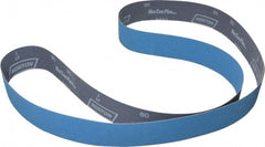 Norton - 2" Wide x 72" OAL, 80 Grit, Zirconia Alumina Abrasive Belt - Zirconia Alumina, Medium, Coated, Y Weighted Cloth Backing, Dry, Series R821 - Exact Tooling