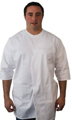 PRO-SAFE - Size M White Smock with 5 Pockets - Polyester and Cotton, Buttonless and Ties In Back - Exact Tooling