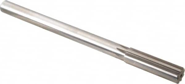 Alvord Polk - 47/64" High Speed Steel 8 Flute Chucking Reamer - Straight Flute, 5/8" Straight Shank, 2-1/2" Flute Length, 9-1/2" OAL - Exact Tooling