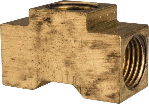 Eaton - 1/4" Tube OD, 45° Brass Flared Tube Inverted Union Tee - Flare x Flare x Flare Ends - Exact Tooling