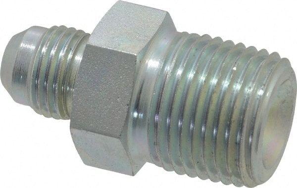 Eaton - 3/8" Tube OD, 37° Steel Flared Tube Male Connector - 1/2 NPT, Flare x MNPT Ends - Exact Tooling