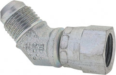 Eaton - 3/8" Tube OD, 37° Steel Flared Tube Swivel Nut 45° Elbow - Flare x Swivel Ends - Exact Tooling