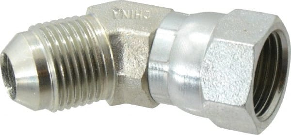 Eaton - 1/2" Tube OD, 37° Steel Flared Tube Swivel Nut 45° Elbow - Flare x Swivel Ends - Exact Tooling