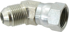 Eaton - 1/2" Tube OD, 37° Steel Flared Tube Swivel Nut 45° Elbow - Flare x Swivel Ends - Exact Tooling