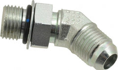 Eaton - 3/8" Tube OD, 37° Steel Flared Tube Straight Thread 45° Elbow - 3/8 ORB, Flared to Male SAE O-Ring Ends - Exact Tooling