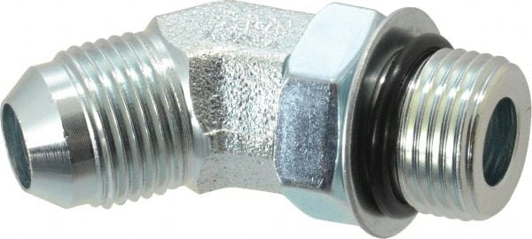 Eaton - 1/2" Tube OD, 37° Steel Flared Tube Straight Thread 45° Elbow - 1/2 ORB, Flared to Male SAE O-Ring Ends - Exact Tooling