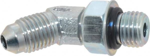 Eaton - 1/4" Tube OD, 37° Steel Flared Tube Straight Thread 45° Elbow - 1/4 ORB, Flared to Male SAE O-Ring Ends - Exact Tooling
