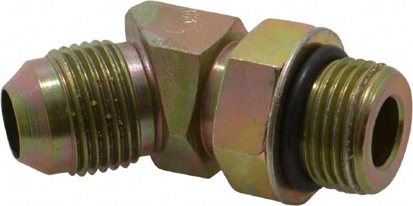 Eaton - 1/2" Tube OD, 37° Steel Flared Tube Straight Thread 45° Elbow - 1/2 ORB, Flared to Male SAE O-Ring Ends - Exact Tooling