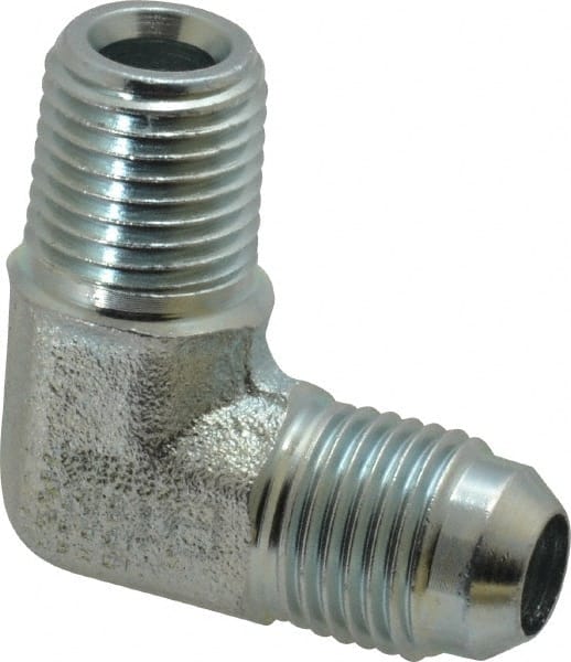 Eaton - 3/8" Tube OD, 37° Steel Flared Tube Male Elbow - 1/4 NPT, Flare x MNPT Ends - Exact Tooling