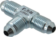Eaton - 1/4" Tube OD, 37° Steel Flared Tube Union Tee - Flare x Flare x Flare Ends - Exact Tooling