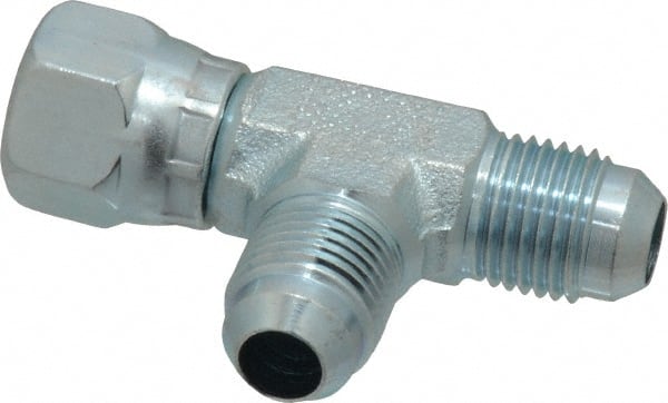 Eaton - 3/8" Tube OD, 37° Steel Flared Tube Swivel Nut Run Tee - Flare x Swivel x Flare Ends - Exact Tooling