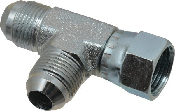 Eaton - 1/2" Tube OD, 37° Steel Flared Tube Swivel Nut Run Tee - Flare x Swivel x Flare Ends - Exact Tooling