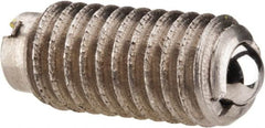 Gibraltar - M6x1.0, 3.5mm Ball Diam, 14mm Body Length, 1mm Max Ball Reach, Threaded Ball Plunger - Stainless Steel Body, Stainless Steel Ball, 6.29 Lb Initial End Force, 9 Lb Final End Force - Exact Tooling