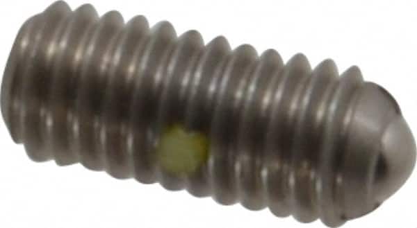 Gibraltar - M6x1.0, 3.5mm Ball Diam, 14mm Body Length, 1mm Max Ball Reach, Threaded Ball Plunger - Stainless Steel Body, Stainless Steel Ball, 6.29 Lb Initial End Force, 9 Lb Final End Force, Locking Element - Exact Tooling