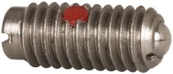 Gibraltar - M6x1.0, 3.5mm Ball Diam, 14mm Body Length, 1mm Max Ball Reach, Threaded Ball Plunger - Stainless Steel Body, Stainless Steel Ball, 0.45 Lb Initial End Force, 1.35 Lb Final End Force, Locking Element - Exact Tooling