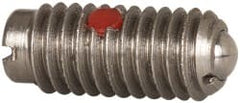 Gibraltar - M6x1.0, 3.5mm Ball Diam, 14mm Body Length, 1mm Max Ball Reach, Threaded Ball Plunger - Stainless Steel Body, Stainless Steel Ball, 0.45 Lb Initial End Force, 1.35 Lb Final End Force, Locking Element - Exact Tooling