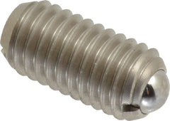 Gibraltar - M8x1.25, 5mm Ball Diam, 16mm Body Length, 1.5mm Max Ball Reach, Threaded Ball Plunger - Stainless Steel Body, Stainless Steel Ball, 1.12 Lb Initial End Force, 2.25 Lb Final End Force - Exact Tooling