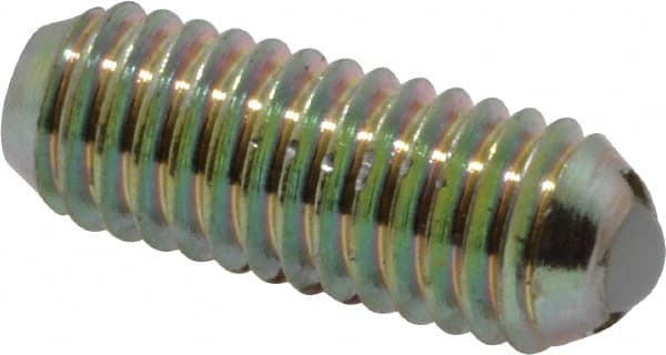 Gibraltar - 10-32, 0.094" Ball Diam, 0.513" Body Length, 0.025" Max Ball Reach, Threaded Ball Plunger - Steel Body, Nylon Ball, 2 Lb Initial End Force, 5 Lb Final End Force, Locking Element - Exact Tooling