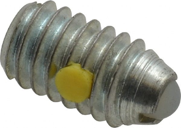 Gibraltar - 5/16-18, 0.156" Ball Diam, 0.578" Body Length, 0.04" Max Ball Reach, Threaded Ball Plunger - Steel Body, Nylon Ball, 2 Lb Initial End Force, 4.5 Lb Final End Force, Locking Element - Exact Tooling