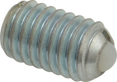 Gibraltar - 3/8-16, 0.188" Ball Diam, 0.625" Body Length, 0.048" Max Ball Reach, Threaded Ball Plunger - Steel Body, Nylon Ball, 2.5 Lb Initial End Force, 5 Lb Final End Force - Exact Tooling