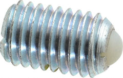 Gibraltar - 5/8-11, 0.375" Ball Diam, 0.984" Body Length, 0.096" Max Ball Reach, Threaded Ball Plunger - Steel Body, Nylon Ball, 4.5 Lb Initial End Force, 9 Lb Final End Force, Locking Element - Exact Tooling