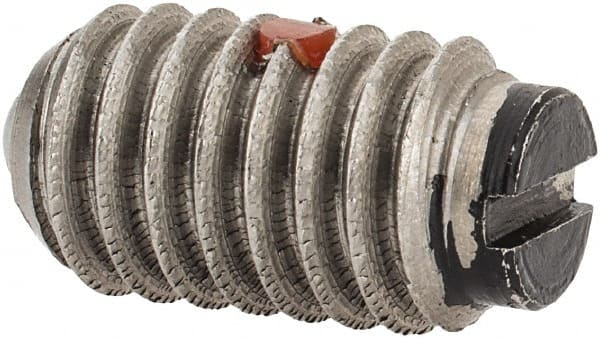 Gibraltar - 5/16-18, 0.156" Ball Diam, 0.578" Body Length, 0.04" Max Ball Reach, Threaded Ball Plunger - Stainless Steel Body, Nylon Ball, 4 Lb Initial End Force, 9 Lb Final End Force, Locking Element - Exact Tooling