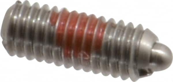 Gibraltar - 10-32, 3/4" Thread Length, 1/8" Plunger Projection, Stainless Steel Threaded Spring Plunger - 0.092" Max Plunger Diam, 3/4" Plunger Length, 2.9 Lb Init End Force, 11.1 Lb Final End Force, 0.0625" Hex - Exact Tooling