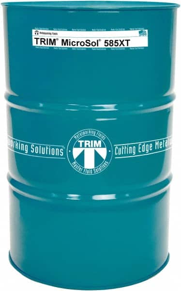 Master Fluid Solutions - Trim MicroSol 585XT, 54 Gal Drum Cutting & Grinding Fluid - Semisynthetic, For Aluminum Alloys, Cast Iron, Composites, Copper, Plastics, Steels & Titanium - Exact Tooling