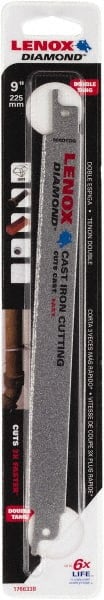 Lenox - 9" Long x 3/4" Thick, Reciprocating Saw Blade - Straight Profile, Continuous Edge - Exact Tooling