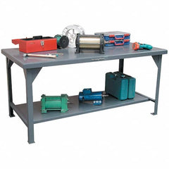Strong Hold - Stationary Work Benches, Tables Type: Work Table Top Material: 7 Gauge Steel - Exact Tooling