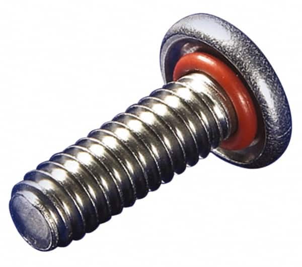 APM HEXSEAL - #6-32 UNC, 3/8" OAL Phillips Drive Machine Screw - Flat Head, Grade 18-8 Stainless Steel, Uncoated, Bonded Sealing - Exact Tooling
