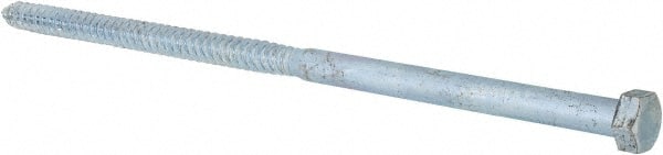 Value Collection - 1/2" Screw, 12" Length Under Head, Steel, Hex Head Lag Screw - Zinc Plated, Grade 2 - Exact Tooling