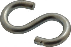 Made in USA - 5/32" Opening, Low Carbon Steel Electrogalvanized S-Hook - 16 Lb Capacity, 5/16" ID, 0.105" Wire, 1" OAL - Exact Tooling