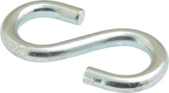 Made in USA - 7/32" Opening, Low Carbon Steel Electrogalvanized S-Hook - 26 Lb Capacity, 7/16" ID, 0.148" Wire, 1-1/2" OAL - Exact Tooling