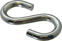 Made in USA - 1/2" Opening, Low Carbon Steel Electrogalvanized S-Hook - 132 Lb Capacity, 7/8" ID, 0.312" Wire, 3" OAL - Exact Tooling