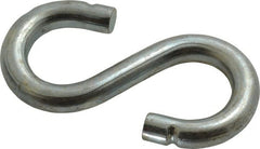 Made in USA - 1/2" Opening, Low Carbon Steel Electrogalvanized S-Hook - 170 Lb Capacity, 1" ID, 3/8" Wire, 3-1/2" OAL - Exact Tooling