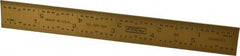 Fowler - 6" Long, 1/64, 1/32, 1/16, 1/8" Graduation, Rigid Steel Rule - 4R Graduation Style, 3/4" Wide, Yellow, Titanium Finish - Exact Tooling