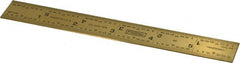 Fowler - 6" Long, 1/100, 1/64, 1/32, 1/10" Graduation, Rigid Steel Rule - 5R Graduation Style, 3/4" Wide, Yellow, Titanium Finish - Exact Tooling