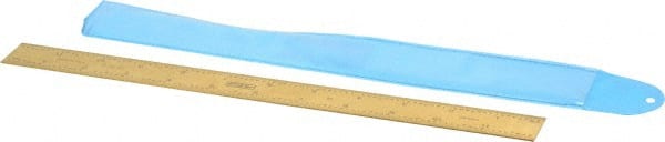 Fowler - 12" Long, 1/100, 1/64, 1/32, 1/10" Graduation, Rigid Steel Rule - 5R Graduation Style, 1" Wide, Yellow, Titanium Finish - Exact Tooling