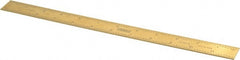 Fowler - 12" Long, 1/64, 1/32" and 0.5, 1mm Graduation, Rigid Steel Rule - English/Metric Graduation Style, 1/2" Wide, Yellow, Titanium Finish - Exact Tooling