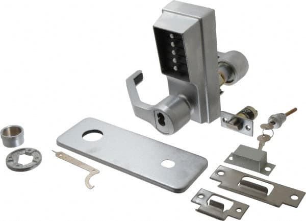 Kaba Access - Heavy Duty Combination Entry Lever Lockset with Key Override - 2-3/4" Back Set, 6 or 7 Pin Length Best & Compatible Cylinder (Core Not Included), Satin Chrome Finish - Exact Tooling