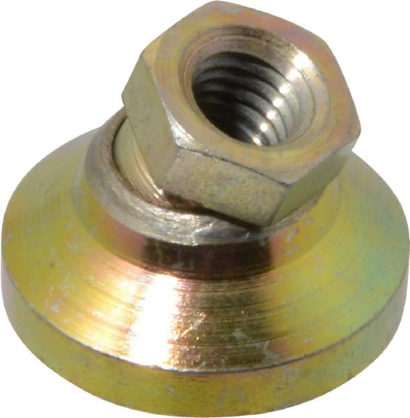 Gibraltar - 453 kg Capacity, M8 Thread, 17.8mm OAL, Steel Stud, Tapped Pivotal Socket Mount Leveling Pad - 25.5mm Base Diam, Steel Pad, 12.7mm Hex - Exact Tooling