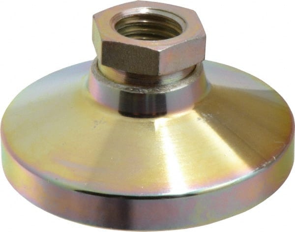 Gibraltar - 2721 kg Capacity, M16 Thread, 31.7mm OAL, Steel Stud, Tapped Pivotal Socket Mount Leveling Pad - 63.5mm Base Diam, Steel Pad, 22mm Hex - Exact Tooling